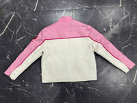 Blouson en cuir décontracté coupe ample grande taille avec col montant brodé et fermeture éclair, style motard, coupe-vent en coton pour le printemps