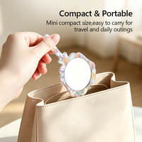 Miroir de maquillage professionnel miniature en acétate, forme de fleur ondulée, miroir de poche portable, motifs marbrés, pour la vente en gros