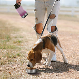 Botol air baja tahan karat 3 in 1 32 oz baru botol air anjing fungsional botol air anjing dengan mangkuk air dan makanan yang dapat dilepas - Product Image 5