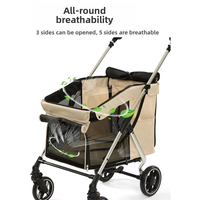 Poussette pliable en alliage d'aluminium grande taille pour chats et chiens, capacité 20 kg, utilisation extérieure pour animaux âgés ou handicapés, vente en gros