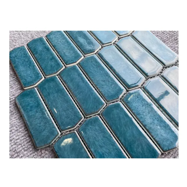 Pegatina de mosaico mezcla azul océano iridiscente vidrio verde gran oferta azulejo único suelo piscina mosaico de vidrio cocina decoración de pared