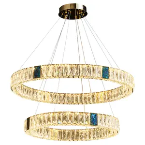 Lampadario ad anello in cristallo scelte multi-ring lampada a sospensione a LED moderna di lusso Vintage in acciaio inossidabile