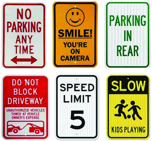 Juego de Señales de Tráfico y Propiedad Multiusos - Señales Reflectantes de Aluminio para Estacionamiento, Velocidad y Advertencia de Seguridad - Product Image 1
