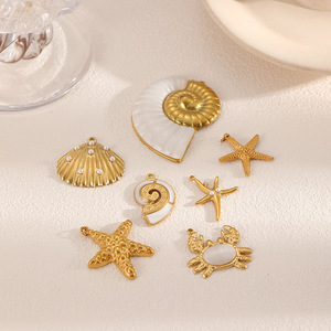 จี้รูปปลาดาวเปลือกหอยสไตล์ทะเล ทำจากสแตนเลส รูปทรงหลากหลาย สำหรับทำสร้อยคอ DIY อุปกรณ์ตกแต่งเครื่องประดับ - Product Image 2