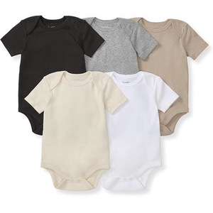 Paquete <span class=keywords><strong>de</strong></span> 5 Bodys <span class=keywords><strong>de</strong></span> Manga Corta para Bebé Unisex, 100% Algodón, Colores Neutros, Mamelucos para Recién Nacido, Ropa Suave y Transpirable para Bebé - Product Image 2