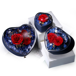 Boîte à bagues en acrylique double, design cœur, pour mariage, emballage cadeau, avec fleur rose, très demandée. - Product Image 5