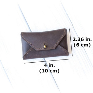 Porte-cartes de visite en cuir, porte-mémos minimaliste multicolore, mini porte-monnaie tendance de style coréen - Product Image 5
