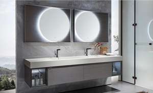 Mueble de Baño Flotante Moderno y Lujoso con Encimera Negra, Mueble de Baño con Espejo LED y Accesorios - Product Image 6