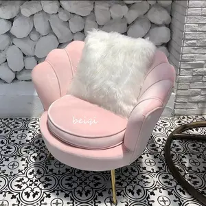 Popüler yeni pembe kadife tırnak kanepe sandalye için zarif tırnak salonu mobilyası