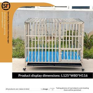 Paslanmaz Çelik Katlanabilir Tekerlekli Köpek Kafesi, Border Collie Labrador Büyük Orta Boy İç/Dış Mekan Kullanımı Tüm Mevsimler İçin - Product Image 4