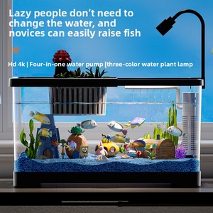 ตู้ปลาตั้งโต๊ะขนาดเล็กแบบประหยัดพลังงานสำหรับห้องนั่งเล่น เหมาะสำหรับเลี้ยงปลาทอง ตกแต่งบ้าน ตู้เลี้ยงปลาเบต้า ระบบหมุนเวียนน้ำในตัว โปร่งใสสูง - Product Image 4