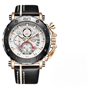 LIGE 9996 Top Quality Trend Design Quality Multifunction Multi-Color Promotional Digital Men Quartz Watches Bracelet en cuir véritable - Product Image 6