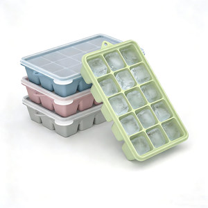 Bac à glaçons réutilisable en silicone de qualité alimentaire, 15 cavités, grands cubes avec couvercle, compatible congélateur, pour la maison, fabrication de cubes de soupe, transfrontalier - Product Image 1