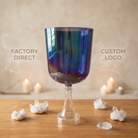 Bol chantant en cristal de quartz HF pour bain sonore, guérison, alchimie, lumière cosmique indigo, méditation et yoga