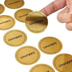 Yinlefang Brushed Gold Self <b>Adhesive</b> Labels Hot Stamped Logo Waterproof <b>PVC</b> Round Sealing Stickers 0.3mm Thickness - Product Image 4