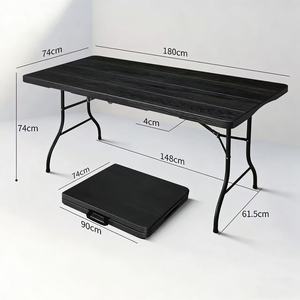 Großhandel 180 cm Schwarzer HDPE Rechteckiger Klappbarer Party-Plastiktisch - Product Image 6