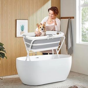 Portable 2-en-1 <span class=keywords><strong>pliable</strong></span> en plastique écologique carré <span class=keywords><strong>douche</strong></span> <span class=keywords><strong>baignoire</strong></span> élevée bain toilettage Station couvercle chiens intérieur extérieur - Product Image 2