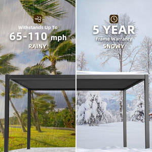 Pergola moderne en aluminium imperméable avec toit rigide à lames orientables pour jardin, cour, patio, <span class=keywords><strong>cuisine</strong></span> extérieure - Product Image 4