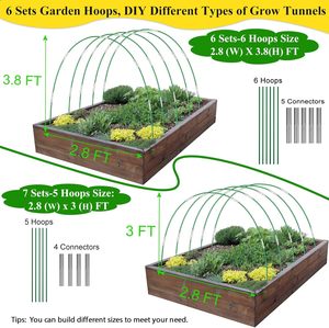Arche de serre tunnel de culture 8FT, structure en fibre de verre antirouille, filet de jardin, toile d'ombrage, couverture de rangée, support de plantes DIY - Product Image 2