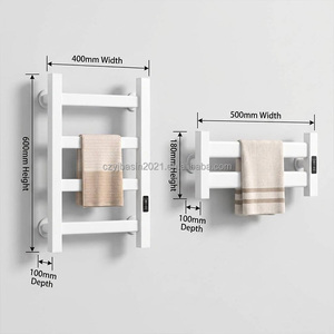 Sèche-serviettes électrique en alliage d'aluminium peu encombrant avec chauffage en fibre de carbone et minuterie numérique pour salle de bain - Product Image 4