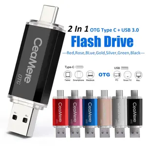 Ceamere CMU012 듀얼 U 디스크 플래시 드라이브 OTG USB 3.0 32GB 64GB 128GB 256GB 메모리 플래시 드라이브 유형 C OTG 3.0 USB 스틱 Pendrive