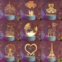 Projecteur de lumière de nuit LED 3D pour enfants, lampe moderne en acrylique USB personnalisée pour enfants, bébés, bureau, base avec capteur