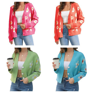 <span class=keywords><strong>Pull</strong></span> boutonné à manches longues et col en V pour femmes <span class=keywords><strong>Pull</strong></span> en tricot ample pour femmes <span class=keywords><strong>Pull</strong></span> cardigan en tricot imprimé personnalisé pour femmes - Product Image 6