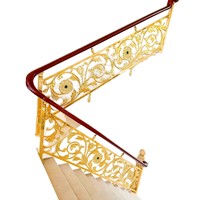 [Direct Usine] Main courante de luxe en alliage d'aluminium pour villas, garde-corps d'escalier personnalisé gaufré, installation au sol
