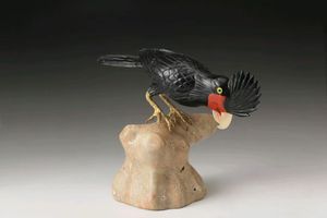 Pájaro de Arte Popular de Ágata Negra/Jaspe Rojo para Regalos Navideños BJ1085 - Product Image 5