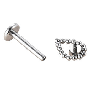 ASTM F136 titanio internamente roscado forma de lágrima bolas racimo con CZ bisel conjunto centavo tachuelas nariz oreja anillo cuerpo joyería - Product Image 4