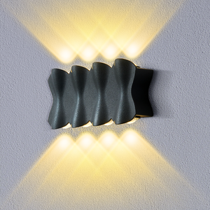 Lampe murale extérieure décorative moderne 8W LED blanc chaud étanche IP65 en aluminium noir à fixation murale pour porche, couloir, jardin - Product Image 1