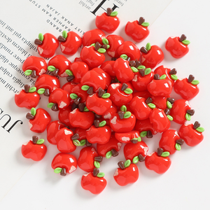 Diseño de moda, dijes de resina de manzana, dijes de frutas con parte posterior plana, manualidades para accesorios de pegamento de <span class=keywords><strong>crema</strong></span> DIY - Product Image 1