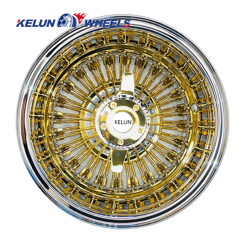 Lowrider All Gold Wire Wheel 14 X 7 Reverse Cross Lace With