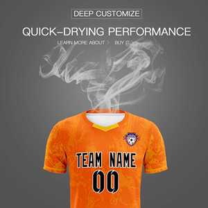 ชุดกีฬาฟุตบอลลายกราฟฟิตีสีส้มแบบคลาสสิกสั่งทำพิเศษ - Product Image 6