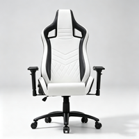 Silla de Juego de Cuero Estilo Racing, Silla de Computadora Giratoria con Respaldo Alto, Reposabrazos Ajustables, Reclinable y Ergonómica