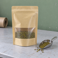 Sachet d'emballage alimentaire en papier kraft écologique avec fenêtre transparente, fermeture éclair refermable, pour céréales et noix, pochette autoportante