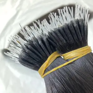 Extensions de cheveux en plastique <span class=keywords><strong>dur</strong></span> transparent avec pointe nano, cheveux en kératine de qualité supérieure, anneaux nano en plastique, cheveux vierges vietnamiens - Product Image 1