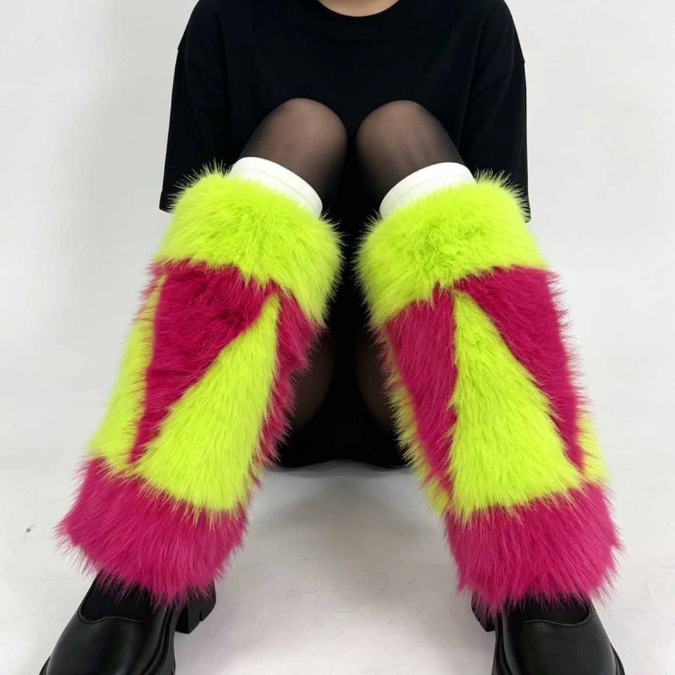 40cm Faux Fox Fur Plush Sock Boot Leg Warmers with Polyester Unisex for ...