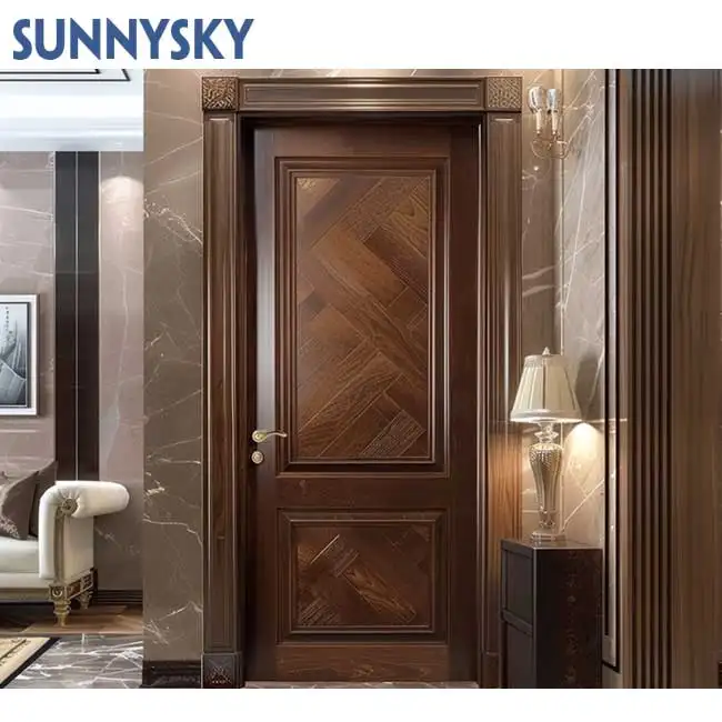 Sunnysky kualitas tinggi gaya negara sederhana desain kayu menyesuaikan pintu interior kamar tidur