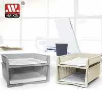 Haixing-escritorio apilable, organizador de archivos de papel gris, con boca ancha