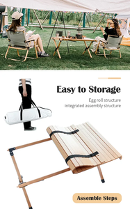 Mesa de camping de madera de pino Mingchan, mesa de rollo de huevo portátil plegable para exteriores, mesas plegables de Picnic para acampar - Product Image 5