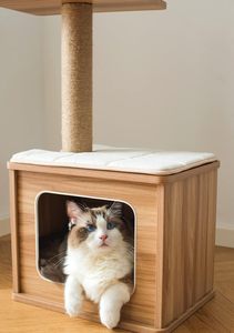 คอนโดแมวไม้ขนาด <span class=keywords><strong>30</strong></span> นิ้ว 3 ชั้น พร้อมที่นอนนุ่มๆ เชือกป่านปูพื้นสำห<span class=keywords><strong>รั</strong></span>บข่วนเล็บ เปลญวน ต้นไม้ประดิษฐ์<span class=keywords><strong>จ</strong></span>ากวัสดุธรรมชาติ เป็นมิตรกับสิ่งแวดล้อม HS - Product Image 4