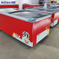 Congélateur commercial robuste avec ventilateur et refroidissement par air pour le stockage de crèmes glacées, construction en métal et verre