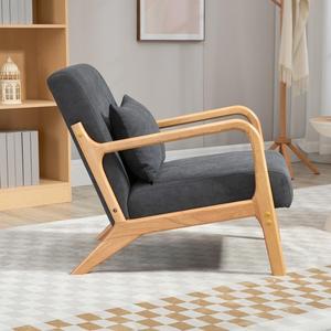 Fauteuil en velours et bois, style moderne et nordique, de luxe, pour salon, restaurant, café, hôtel, fauteuil d'appoint - Product Image 2