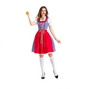 Womens Sexy Dirndl Oktoberfest Costume Bavarian German Beer Girl <b>Halloween</b> Cosplay Dress Embroider Adult Party Outfit - Product Image 1