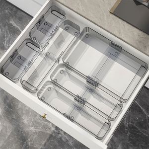 Plastic Extendable Partition <b>Storage</b> <b>Box</b> Modern Design for Desktop Compartment Kitchen Tableware Sundries Adjustable Drawer - Product Image 3