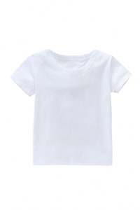 Camiseta básica personalizada Unisex para niños pequeños, camisetas 100% de algodón de manga corta de Color sólido liso en blanco, camisetas para niños y niñas - Product Image 4