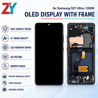 Layar Sentuh LCD OLED HD+ Samsung S21ultra/G998 dengan Frame untuk Perbaikan dan Penggantian Ponsel, Garansi 1 Tahun, 400cd+