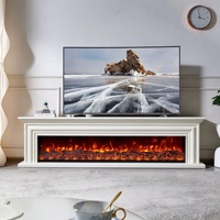 Meuble TV style français en chêne de 18/22 mètres avec cheminée, insert de cheminée électronique à flamme simulée style américain