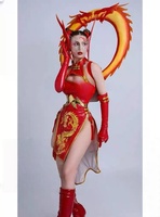 Costume de scène de danse Gogo pour le Nouvel An chinois, style cyber dragon, année du dragon, 100% polyester, pour adultes, fête